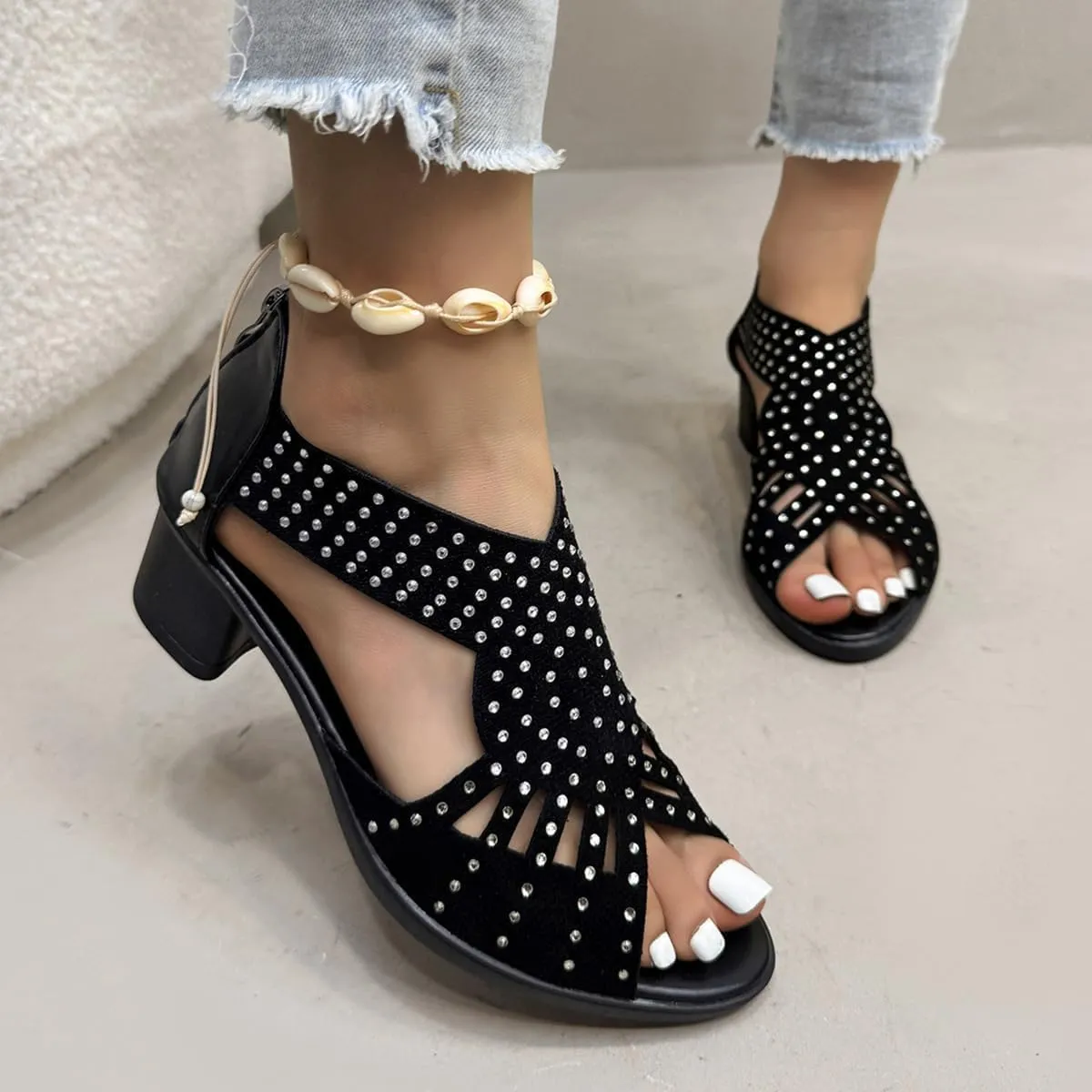 glowstep orthopedic low heel cut-out sandals Comfortable Orthotic Flat Summer Sandals with Arch Support
