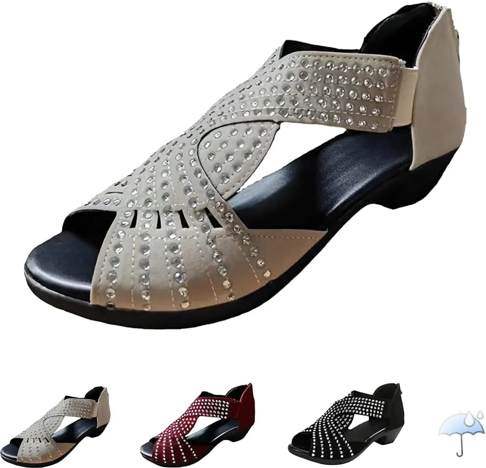 glowstep orthopedic low heel cut-out sandals Comfortable Orthotic Flat Summer Sandals with Arch Support