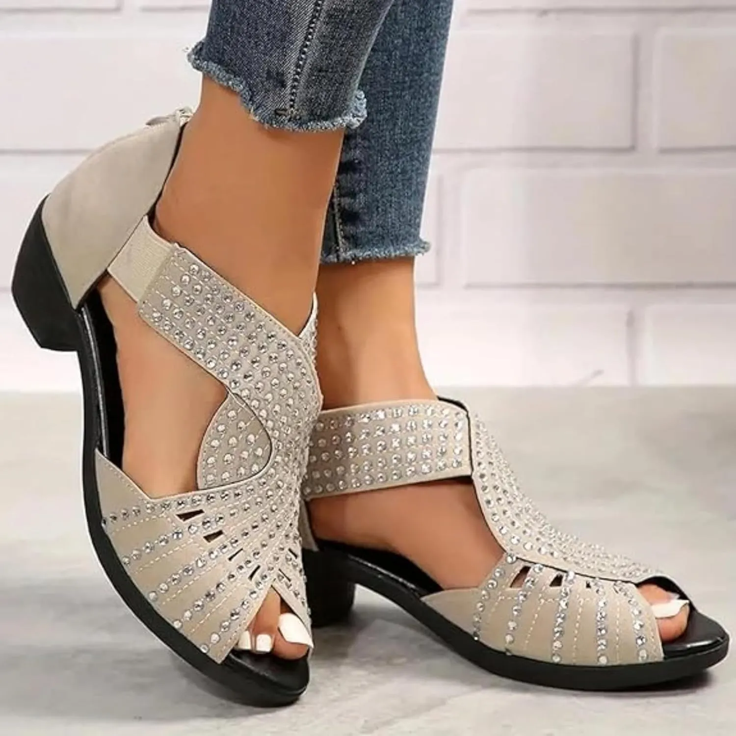 glowstep orthopedic low heel cut-out sandals Comfortable Orthotic Flat Summer Sandals with Arch Support