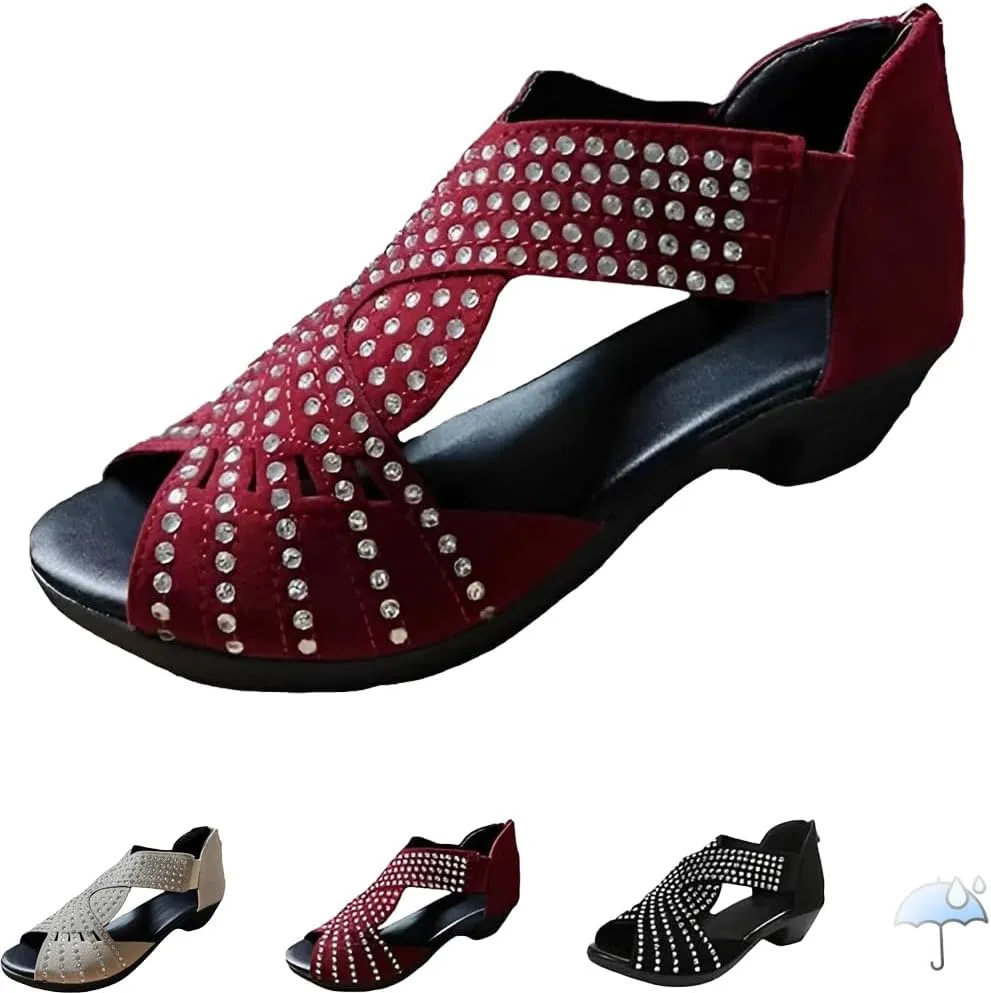 glowstep orthopedic low heel cut-out sandals Comfortable Orthotic Flat Summer Sandals with Arch Support