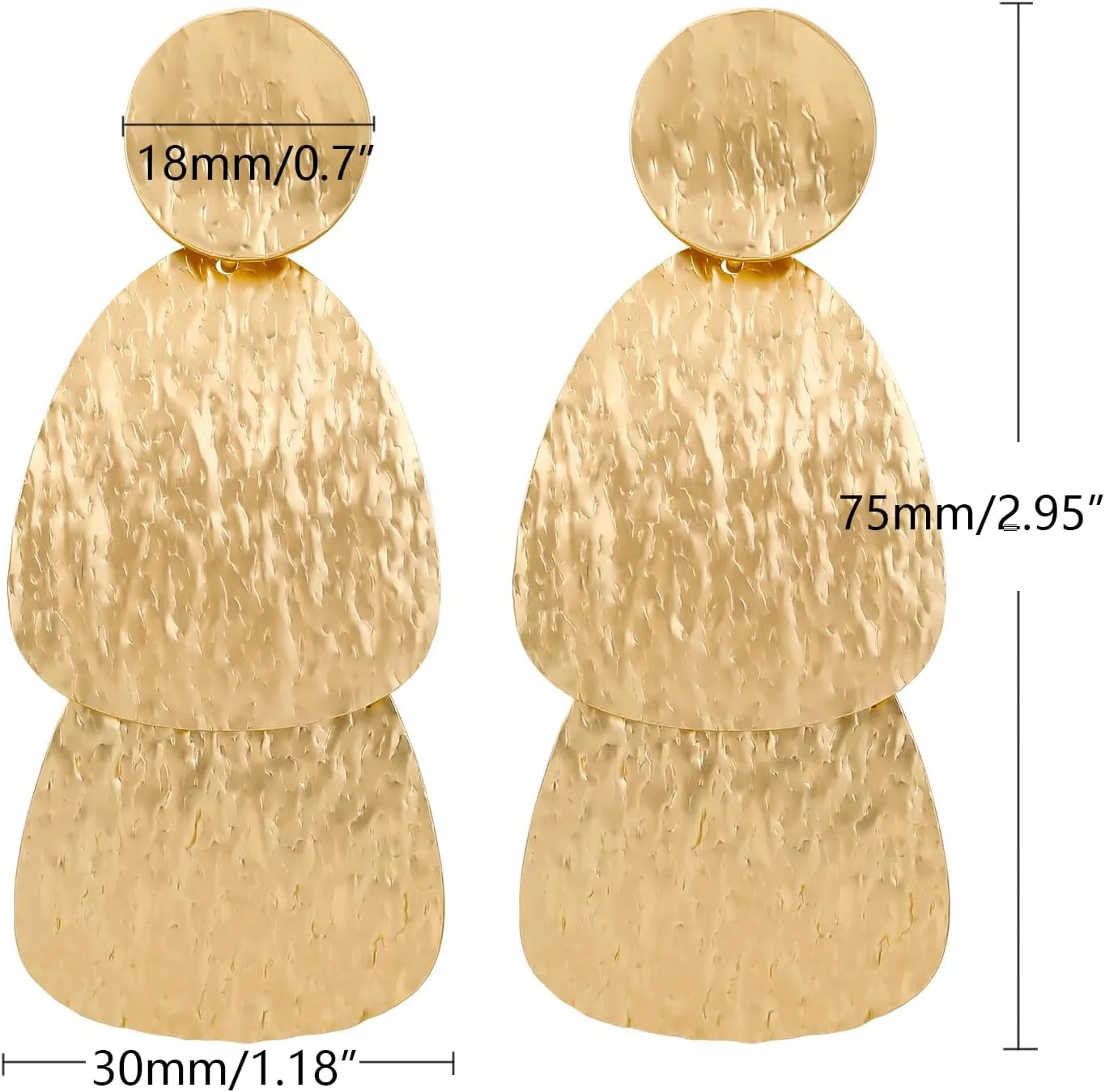 Gold Earrings for Women 14k Gold Plated Lightweight Dangle Earrings Hammered Disc Drop Geometric Hypoallergenic Earrings for Her