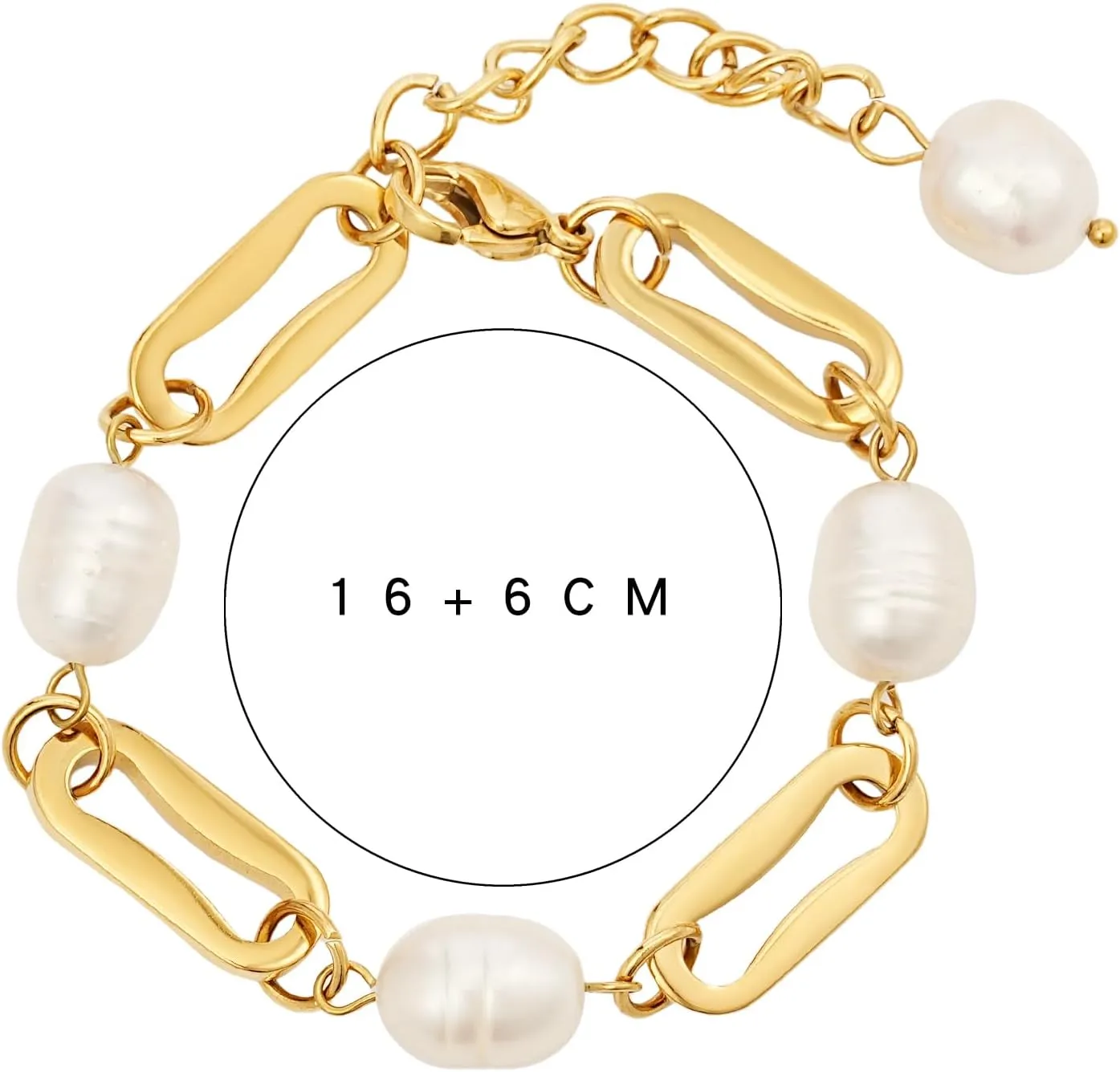 Gold Pearl Bracelets for Women Dainty Baroque Pearl Bracelet 18K Gold Plated Freshwater Cultured Pearl Bracelet Fashion Charm Link Strand Bracelets Delicate Vintage Jewelry Boho Wedding Gifts for Brides Bridesmaid