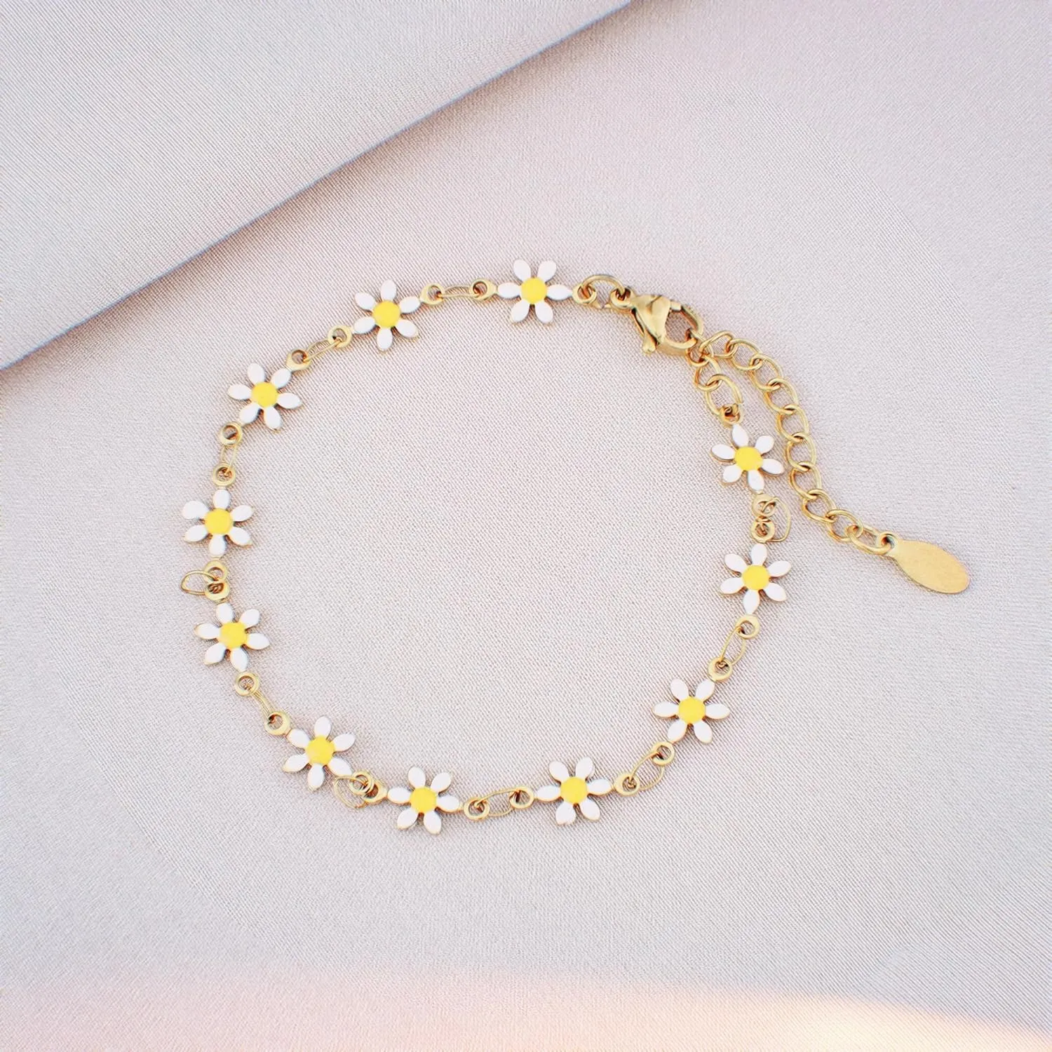 Gold Plated Adjustable Lightweight CZ Dainty Bead Ball Link Charm Bracelets Handemade Jewelry for Women