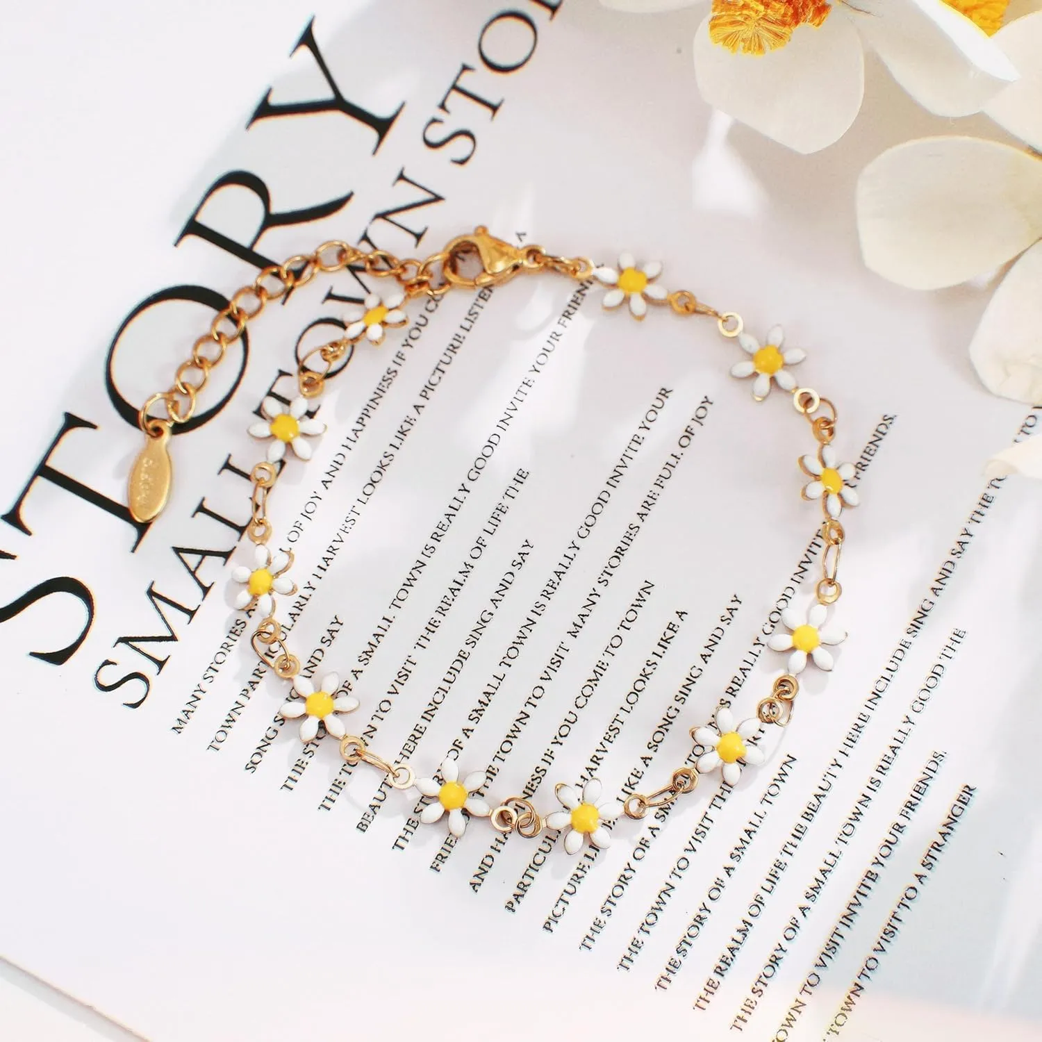 Gold Plated Adjustable Lightweight CZ Dainty Bead Ball Link Charm Bracelets Handemade Jewelry for Women