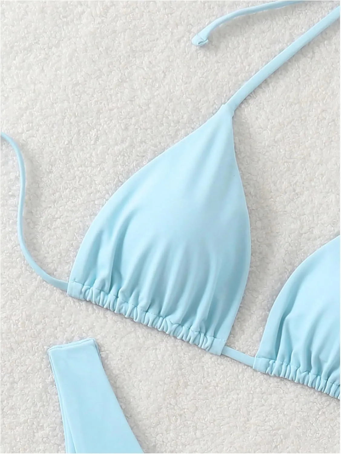 GORGLITTER Women's High Waisted Thong Bikini Set Halter Triangle Tie Back Swimsuit Bathing Suit
