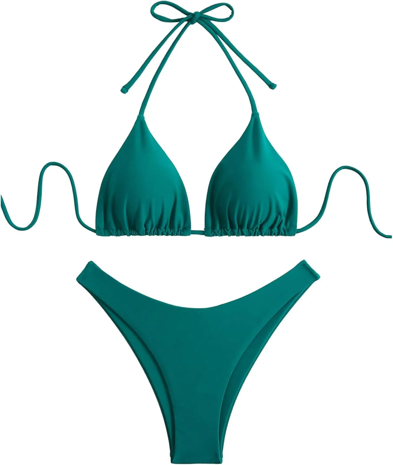 GORGLITTER Women's High Waisted Thong Bikini Set Halter Triangle Tie Back Swimsuit Bathing Suit