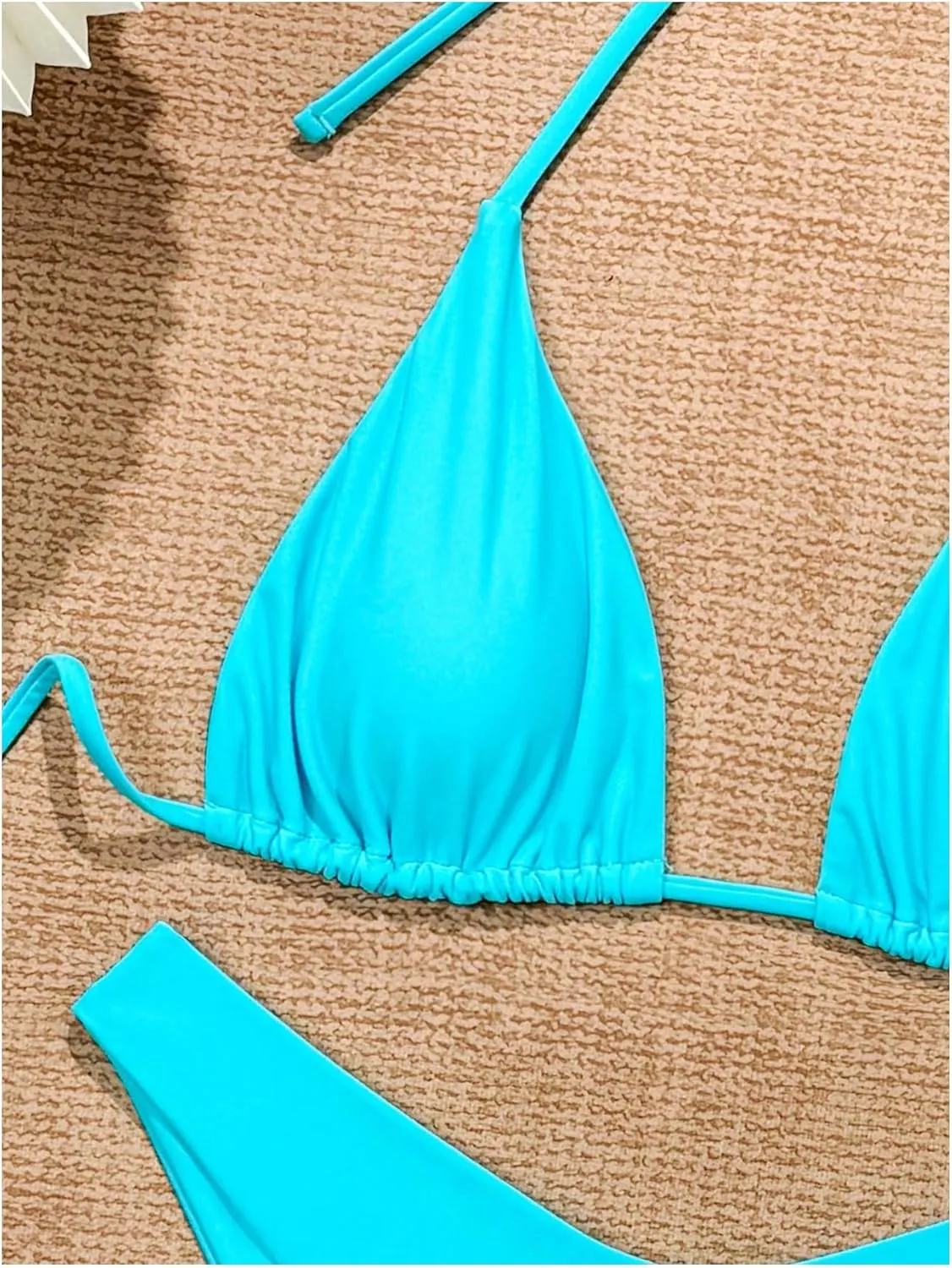 GORGLITTER Women's High Waisted Thong Bikini Set Halter Triangle Tie Back Swimsuit Bathing Suit