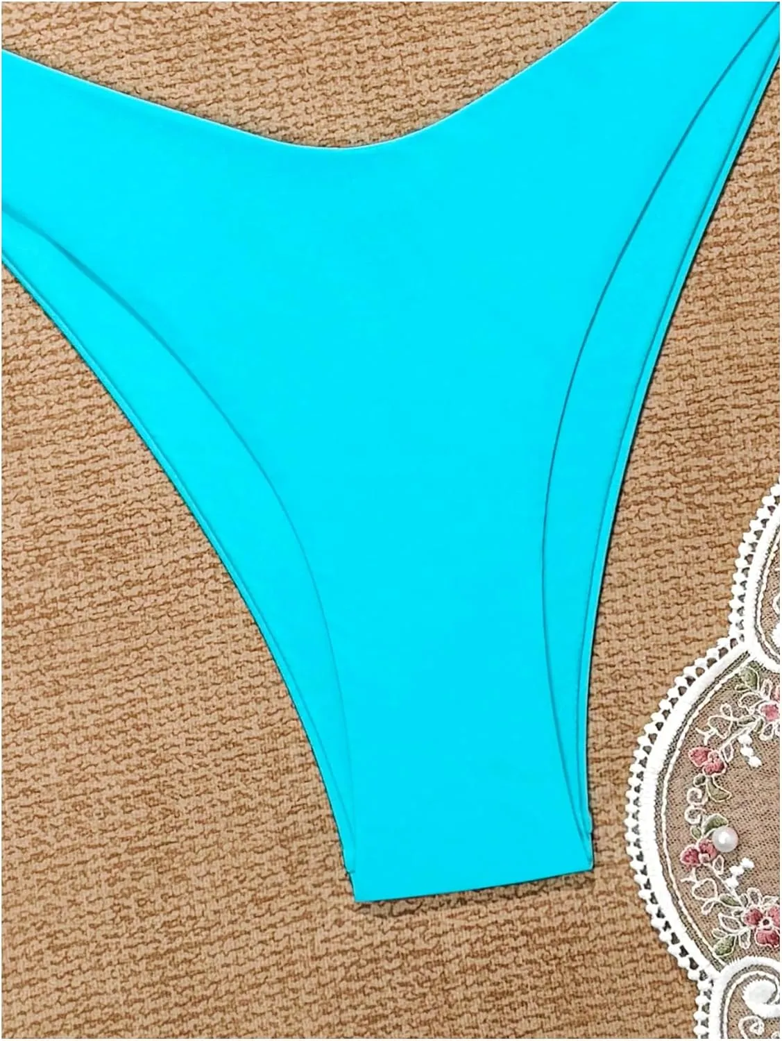 GORGLITTER Women's High Waisted Thong Bikini Set Halter Triangle Tie Back Swimsuit Bathing Suit