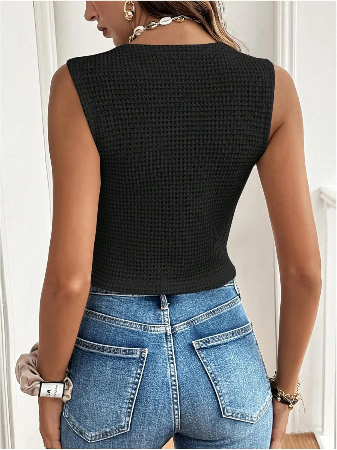 GORGLITTER Women's Sleeveless Cardigan Vest Business Casual Work Blazer Vests Waistcoat Fall Fashion Outfits 2024