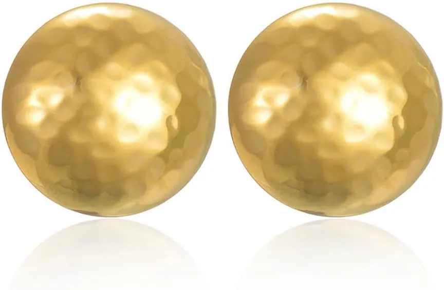 Hammered Gold Spherical Stud Earrings for Women 18K Gold Plated Stainless Steel Round Half Ball Studs Earrings Statement Ear Jewelry