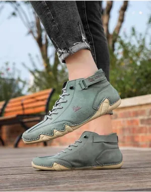 Handmade Men Casual Boots Comfortable Orthopedic Arch Support Daily Walking Shoes Casual Hiking Ankle Boots For Men Non-Slip Breathable Outdoor Shoes