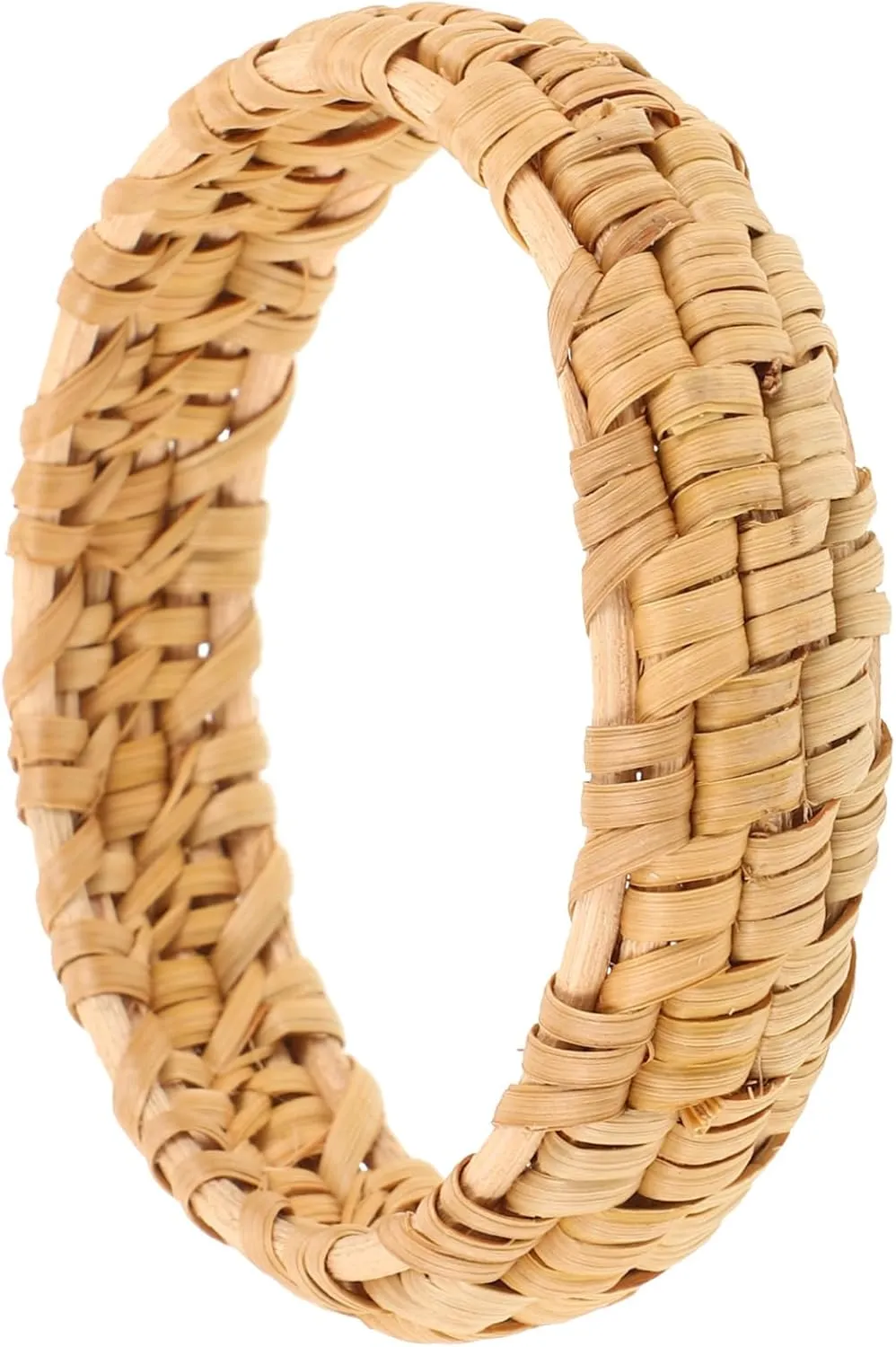 Handmade Rattan Bracelet for Women - Lightweight Straw Wicker Braid Cuff Bangle - Ethnic Jewelry Chunky Statement Accessory for Summer Beach Fashion