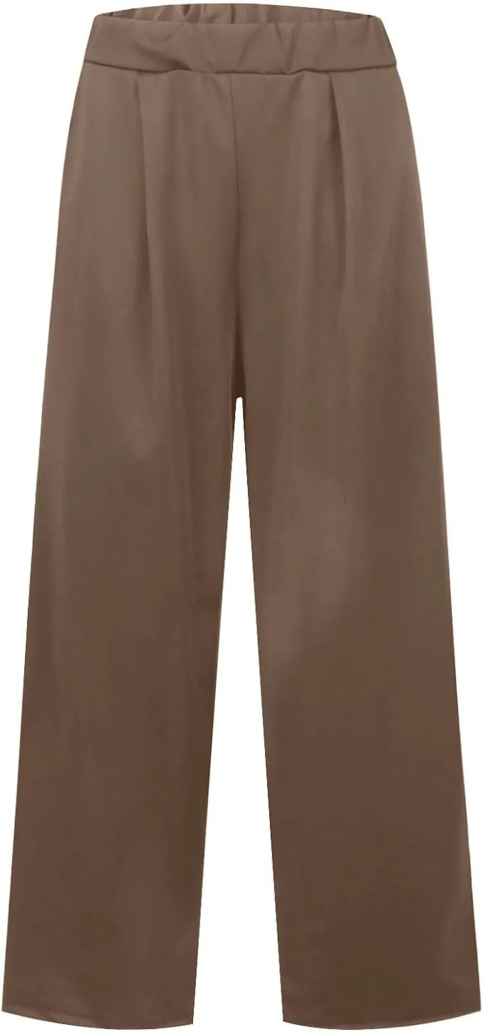 High Waist for Women Summer Casual Stretchy Straight Leg Loose Trousers Trendy Comfort Solid Color Pants with Pockets