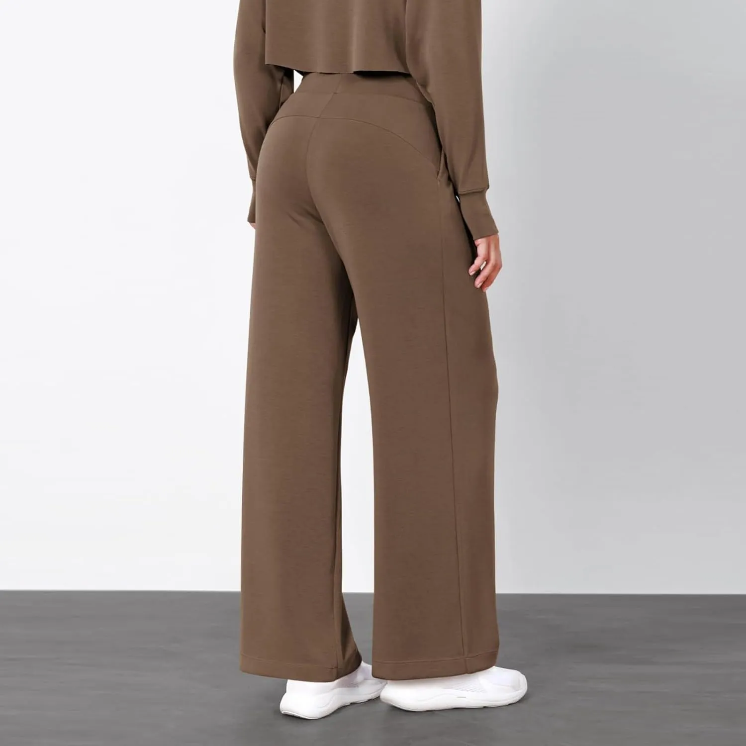 High Waist for Women Summer Casual Stretchy Straight Leg Loose Trousers Trendy Comfort Solid Color Pants with Pockets