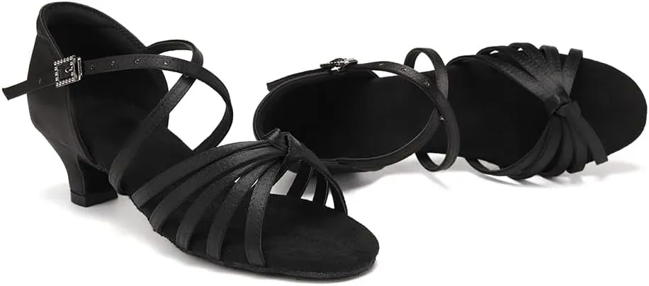 HIPPOSEUS Women's Professional Latin Dance Practice Shoes Open Toe Salsa and Bachata Dancing Shoes Kitten Heel