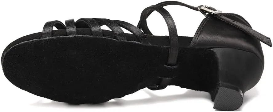 HIPPOSEUS Women's Professional Latin Dance Practice Shoes Open Toe Salsa and Bachata Dancing Shoes Kitten Heel