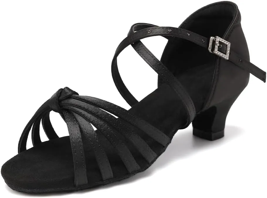 HIPPOSEUS Women's Professional Latin Dance Practice Shoes Open Toe Salsa and Bachata Dancing Shoes Kitten Heel