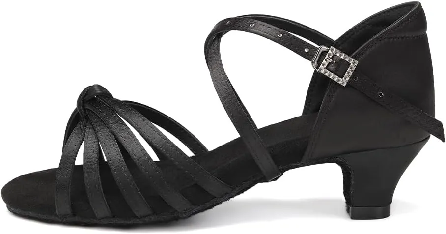 HIPPOSEUS Women's Professional Latin Dance Practice Shoes Open Toe Salsa and Bachata Dancing Shoes Kitten Heel