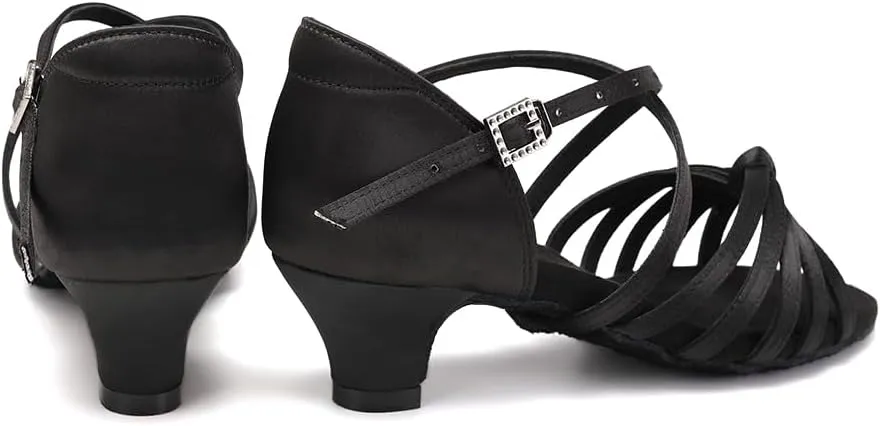 HIPPOSEUS Women's Professional Latin Dance Practice Shoes Open Toe Salsa and Bachata Dancing Shoes Kitten Heel
