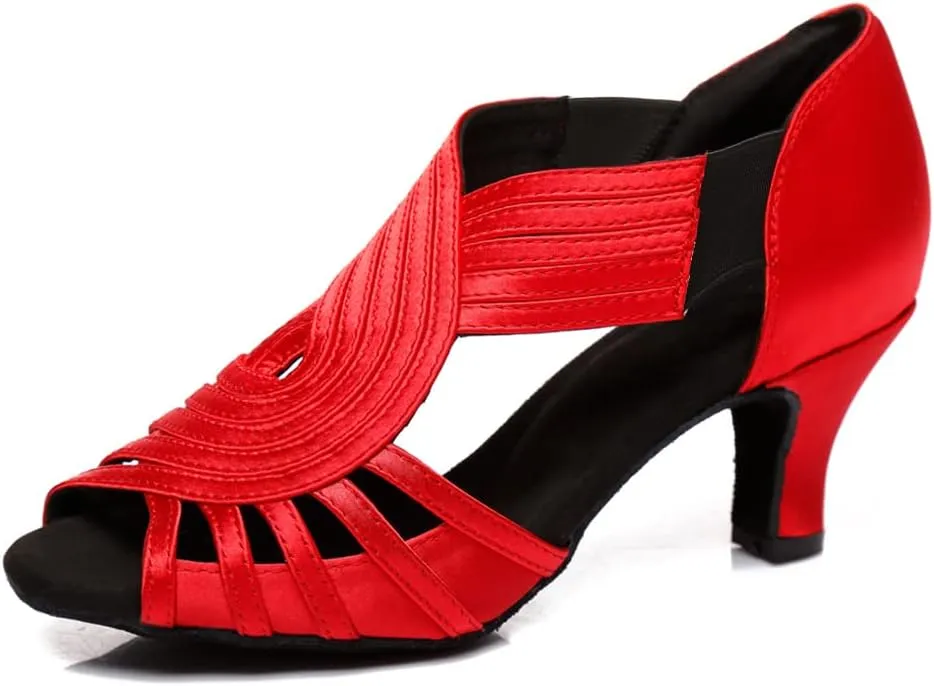 HIPPOSEUS Women's Professional Latin Dance Shoes Slip on Ballroom Salsa Bachata Performance Practice Dancer Shoes