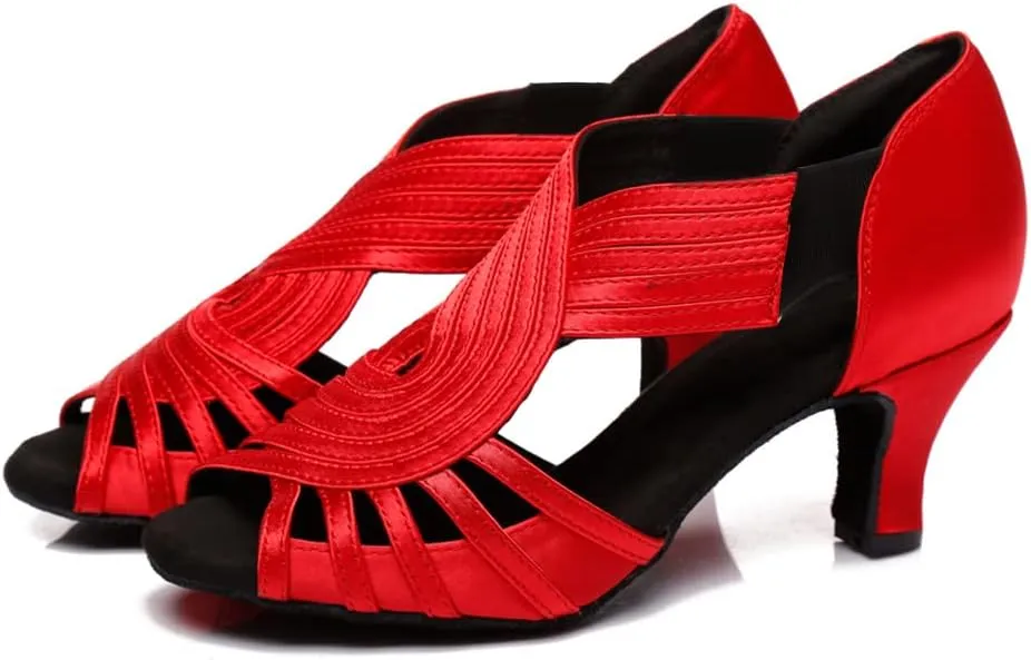 HIPPOSEUS Women's Professional Latin Dance Shoes Slip on Ballroom Salsa Bachata Performance Practice Dancer Shoes