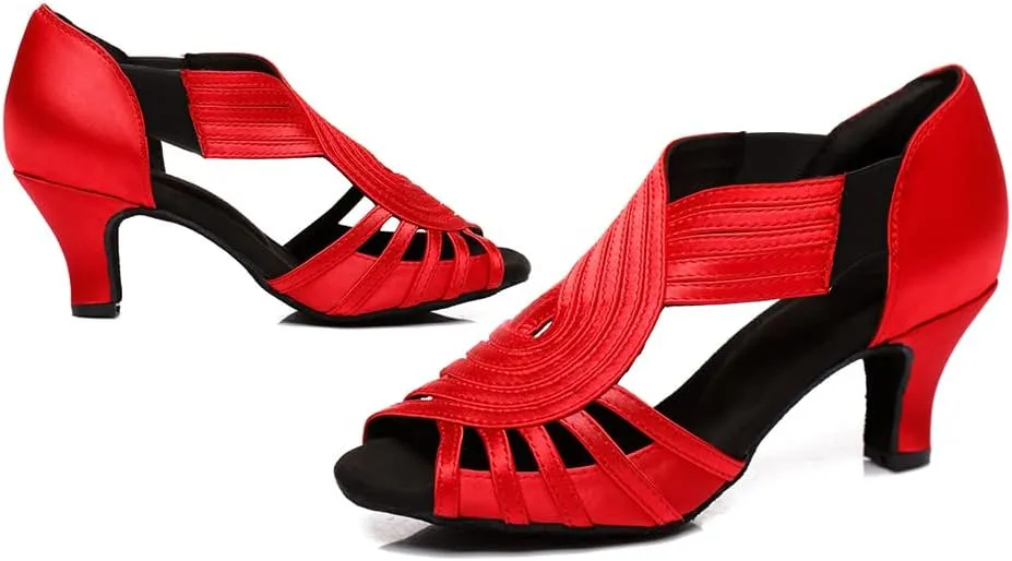 HIPPOSEUS Women's Professional Latin Dance Shoes Slip on Ballroom Salsa Bachata Performance Practice Dancer Shoes