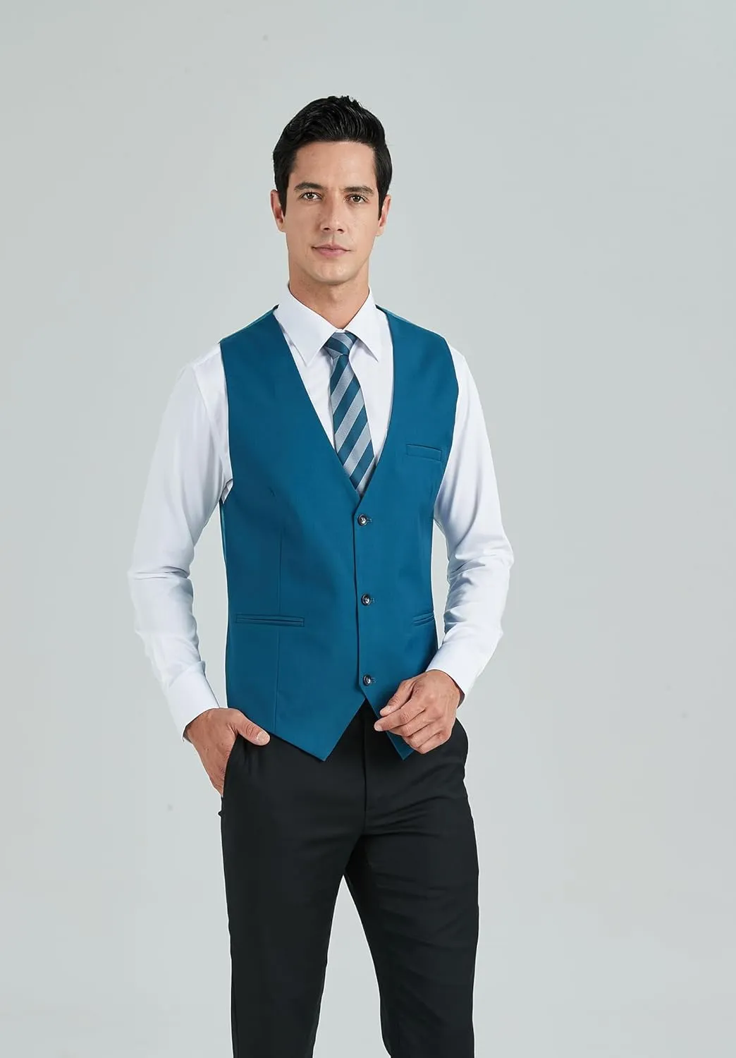 HISDERN Mens Suit Vest Business Formal Dress Vests for Men Solid Color Casual Wedding Tuxedo Party Waistcoat