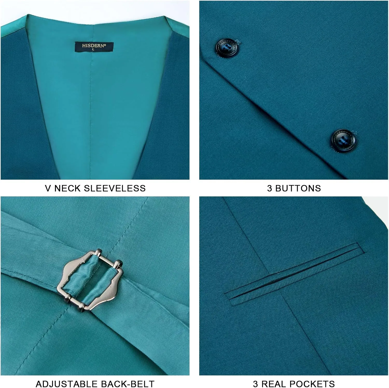 HISDERN Mens Suit Vest Business Formal Dress Vests for Men Solid Color Casual Wedding Tuxedo Party Waistcoat