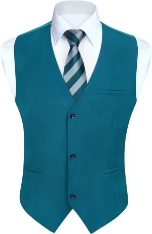 HISDERN Mens Suit Vest Business Formal Dress Vests for Men Solid Color Casual Wedding Tuxedo Party Waistcoat