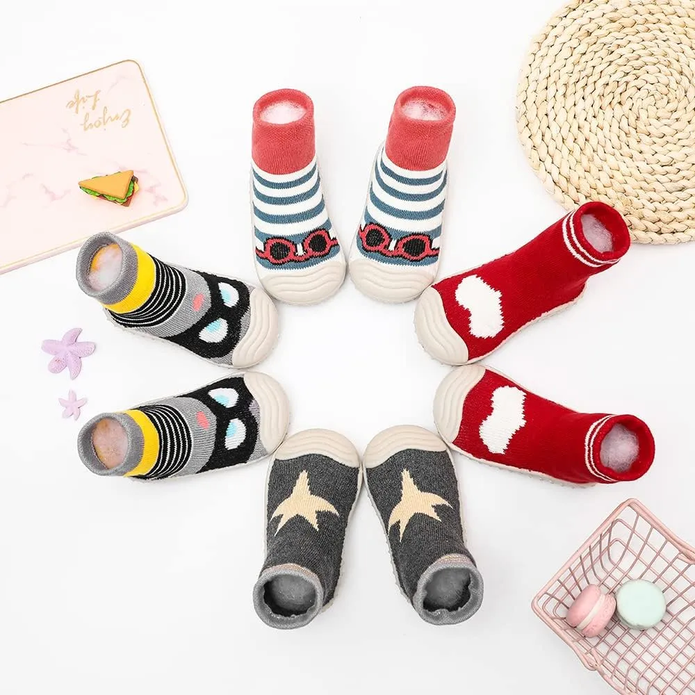 HOWELL Baby Toddler Sock Shoes Infant First Walking Shoes Indoor Anti-Slip Slippers for Baby Girls Boys
