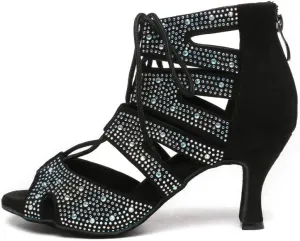 HROYL Women Latin Dance Shoes Salsa Ballroom Ankle Dance Boots Performance Party Dancing Shoes,Model YCL570