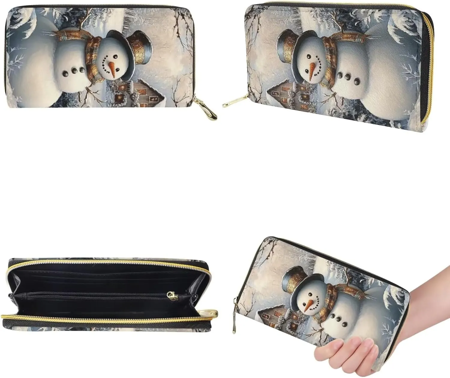 HUGS IDEA Bucket Bag with Zipper Around Wallets Full Set of 2 Packs Large PU Leather Crossbody Hobo Bags