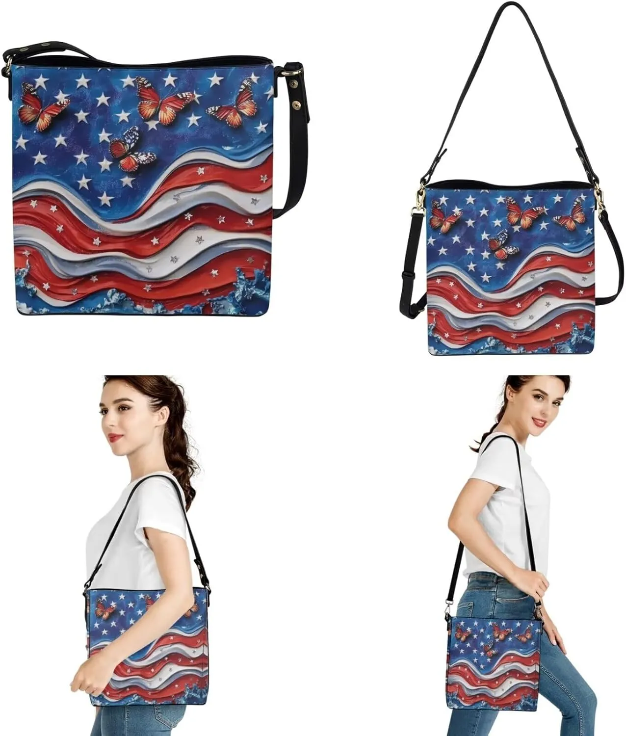 HUGS IDEA Hobo Bucket Satchel Bag for Womens Tote Handbag Set Cross Body Bags Cute Shoulder Purse