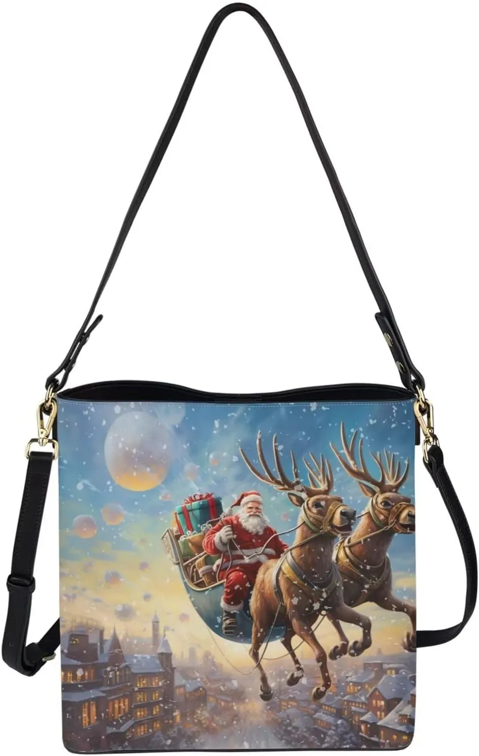 HUGS IDEA Women Crossbody Bag with Adjustable Straps Top Handle Handbag Bucket Purse Lightweight Portable