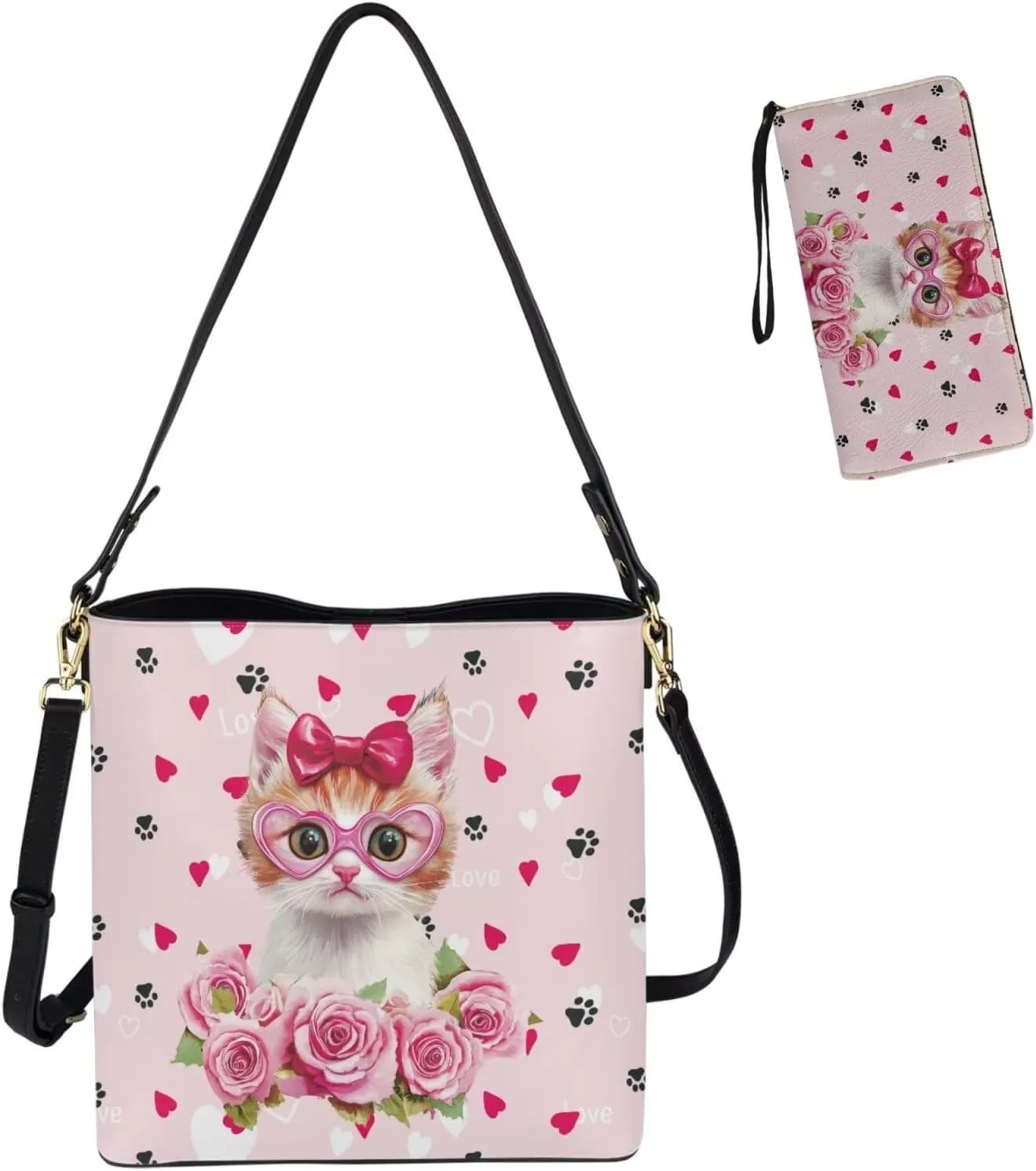 HUGS IDEA Women Handbags PU LeatherBucket Bag Big Capacity Tote Handbag Hobo Crossbody Bucket Purse
