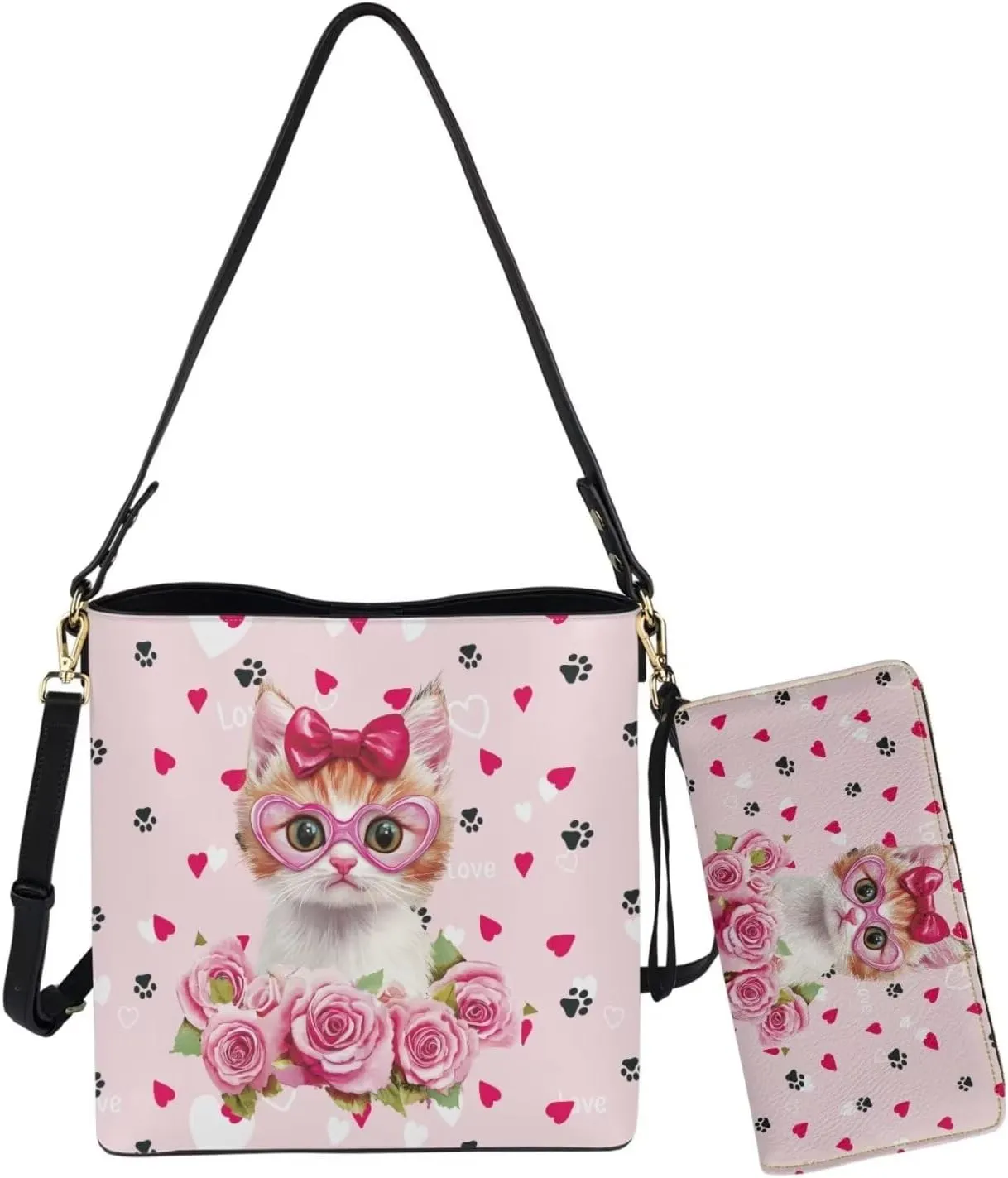 HUGS IDEA Women Handbags PU LeatherBucket Bag Big Capacity Tote Handbag Hobo Crossbody Bucket Purse