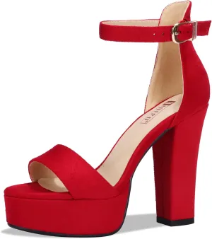IDIFU Women's Platform Chunky High Heel Sexy Sandals Ankle Strap Open Toe Heeled Shoes for Wedding Party Evening