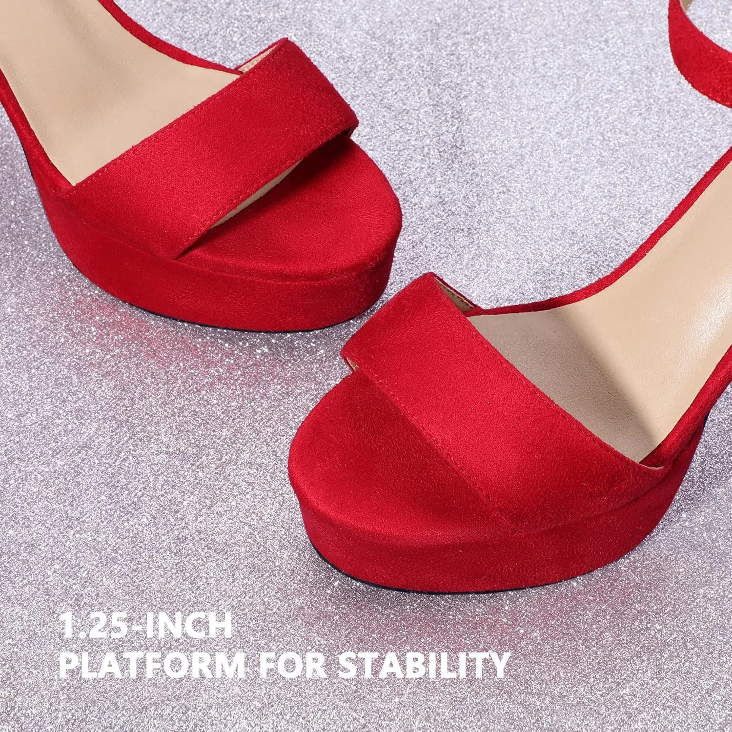 IDIFU Women's Platform Chunky High Heel Sexy Sandals Ankle Strap Open Toe Heeled Shoes for Wedding Party Evening