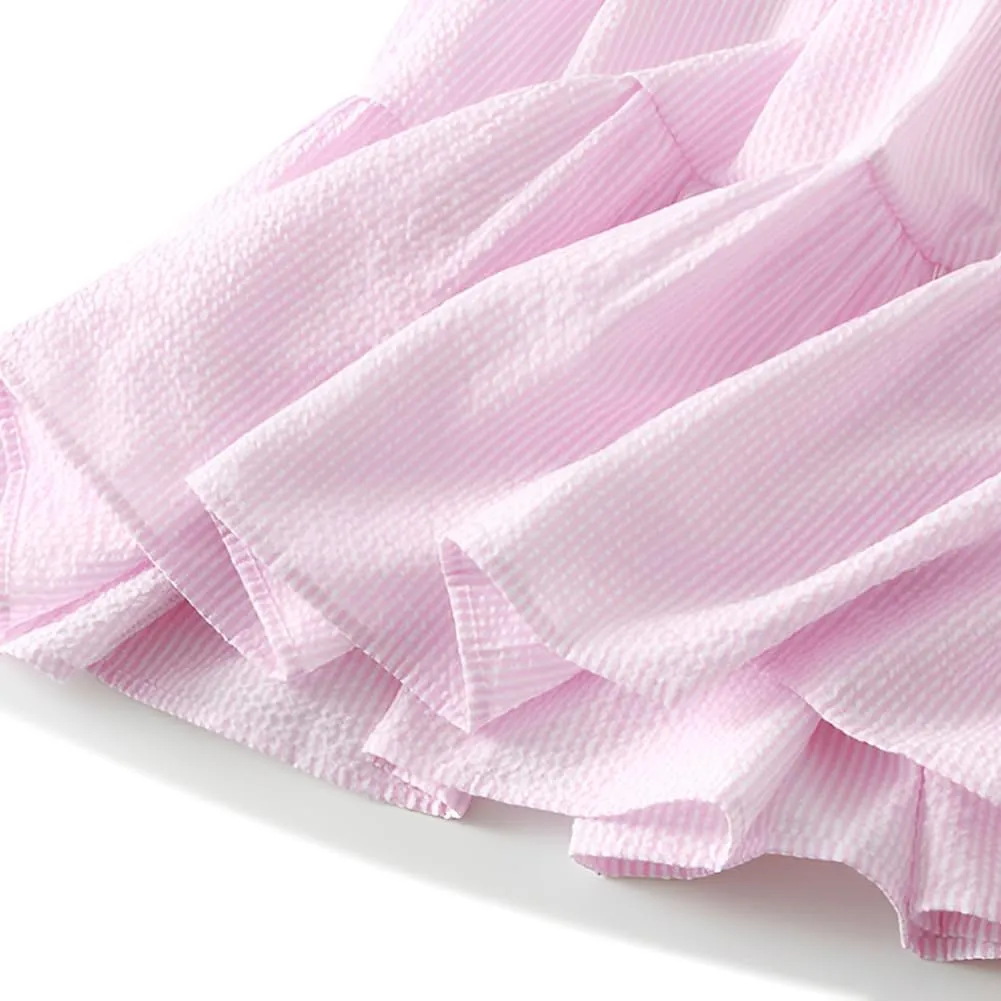 ikasus Women's Pleated A-Line Midi Skirt High Waist Swing Flare Sweet A-Line Flare Dress with Adjustable Waistband for Lady, Pink