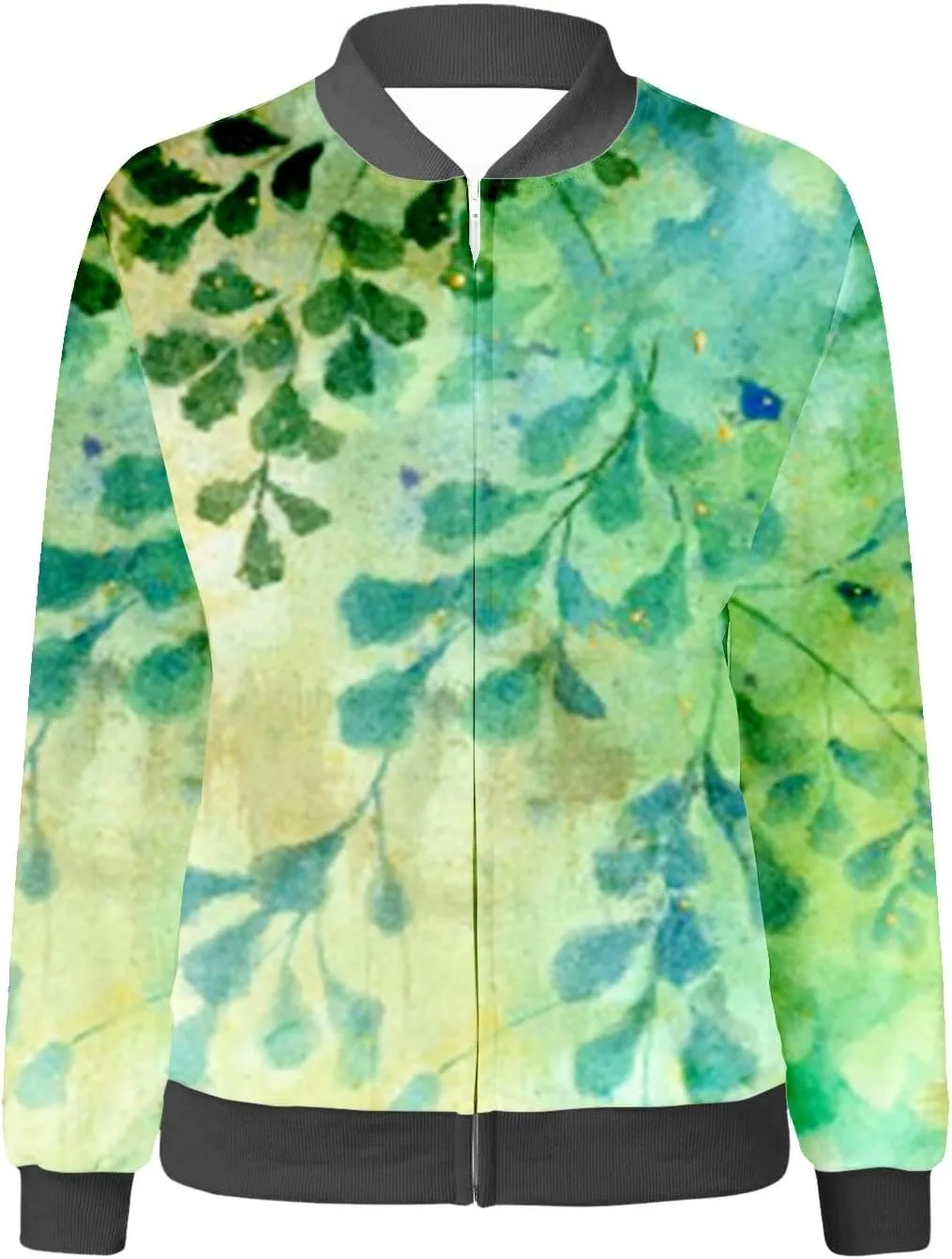 Jacket for Women Trendy Square Thin Pocket Jacket Blouse Coat Baseball Top Women's Casual Floral Bomber Jacket Coat