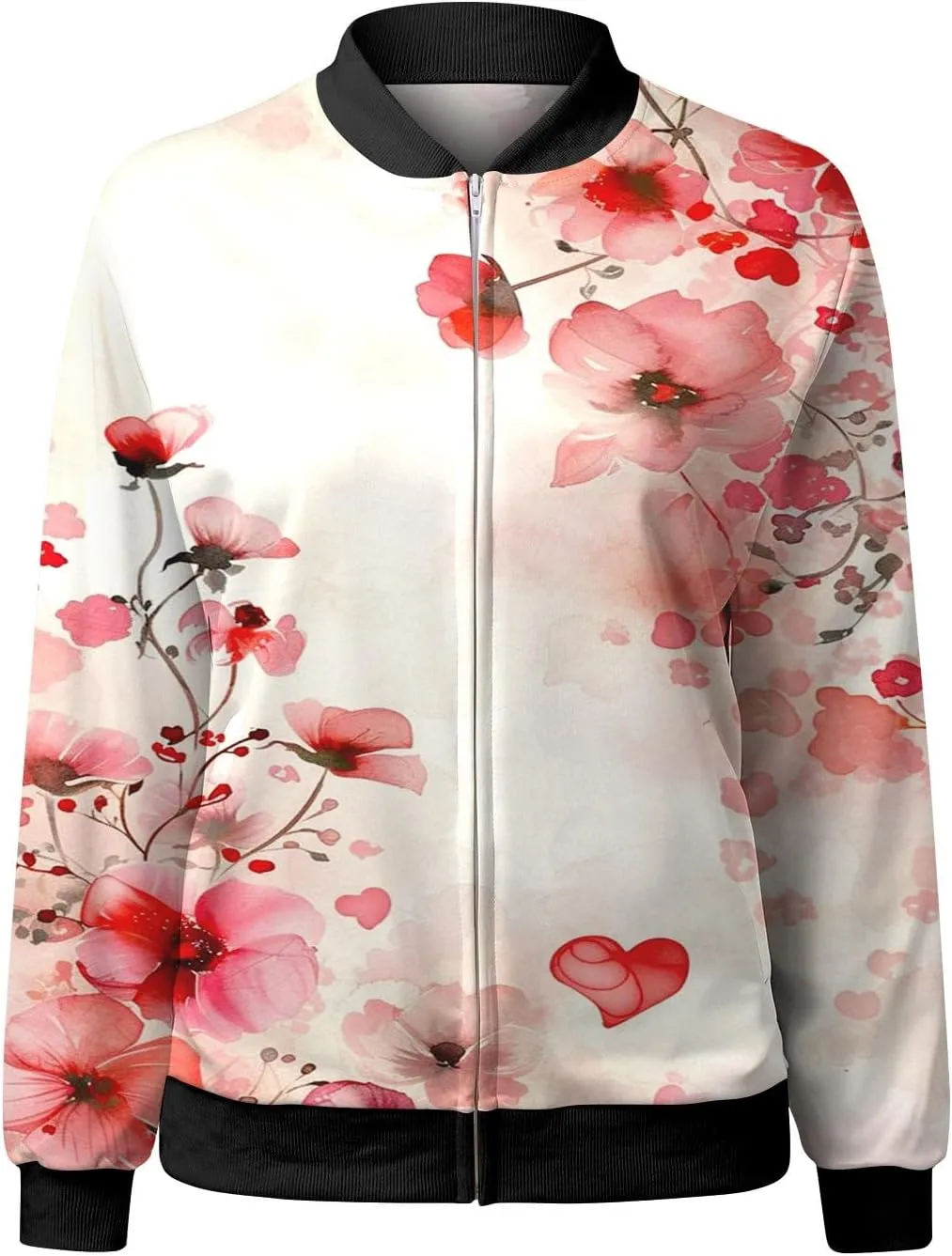 Jacket for Women Trendy Square Thin Pocket Jacket Blouse Coat Baseball Top Women's Casual Floral Bomber Jacket Coat