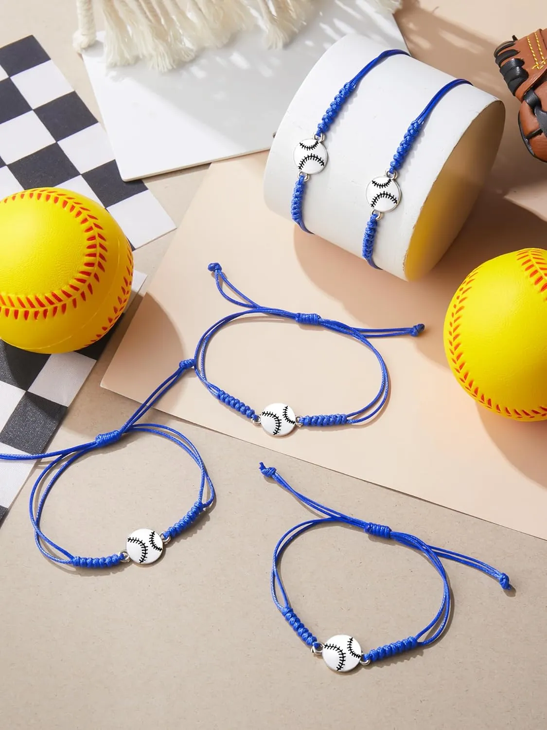 Jadive 20 Pcs Softball Bracelets Bulk Softball Party Favors Sport Team Gifts Baseball Bracelets Adjustable Coach Gifts Graduation Favors for Players