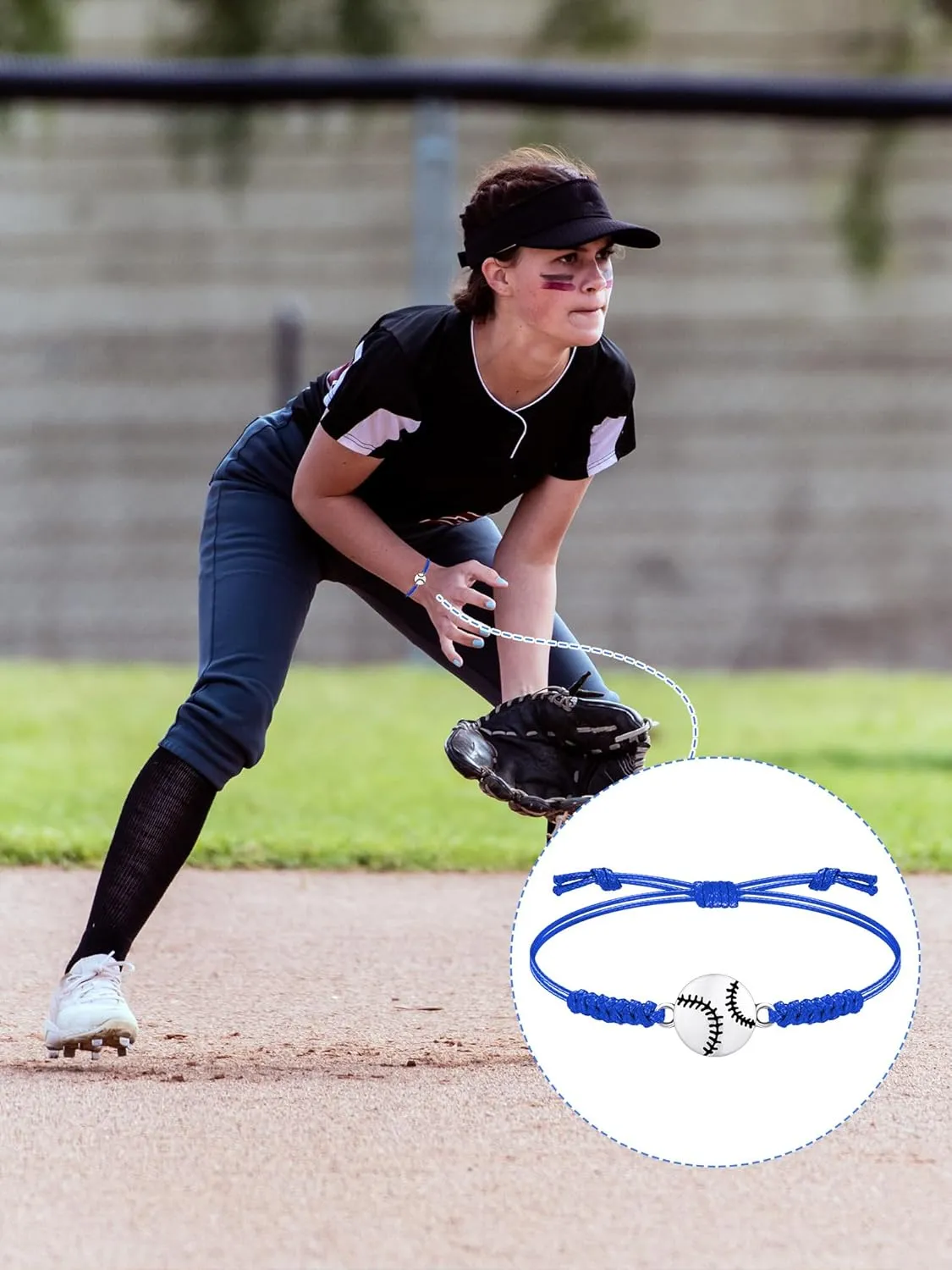 Jadive 20 Pcs Softball Bracelets Bulk Softball Party Favors Sport Team Gifts Baseball Bracelets Adjustable Coach Gifts Graduation Favors for Players