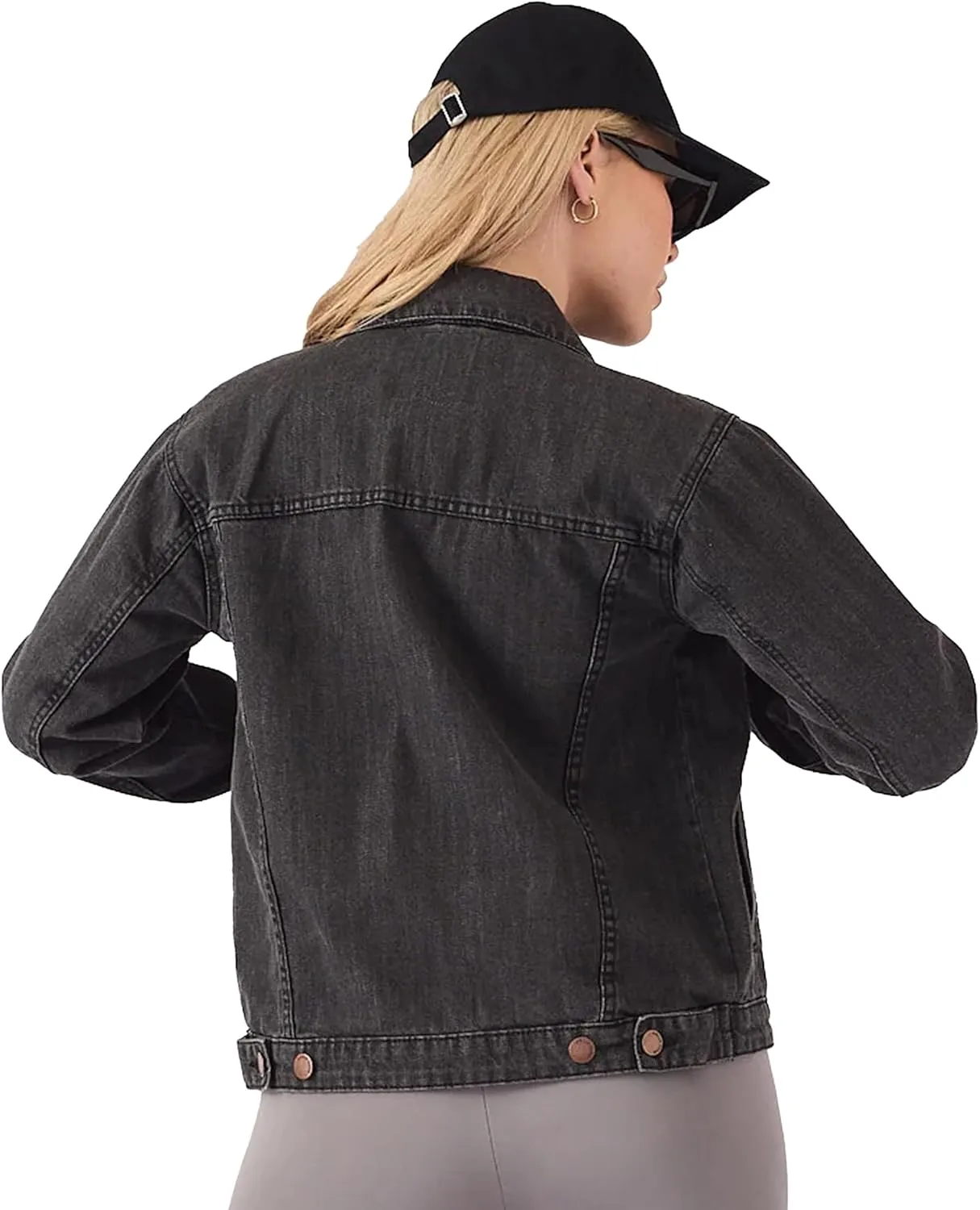 Jean Jacket Women - Long Sleeves Button Down Denim Jacket for Women Clothing in Regular Fit & Oversized with Waist Adjuster