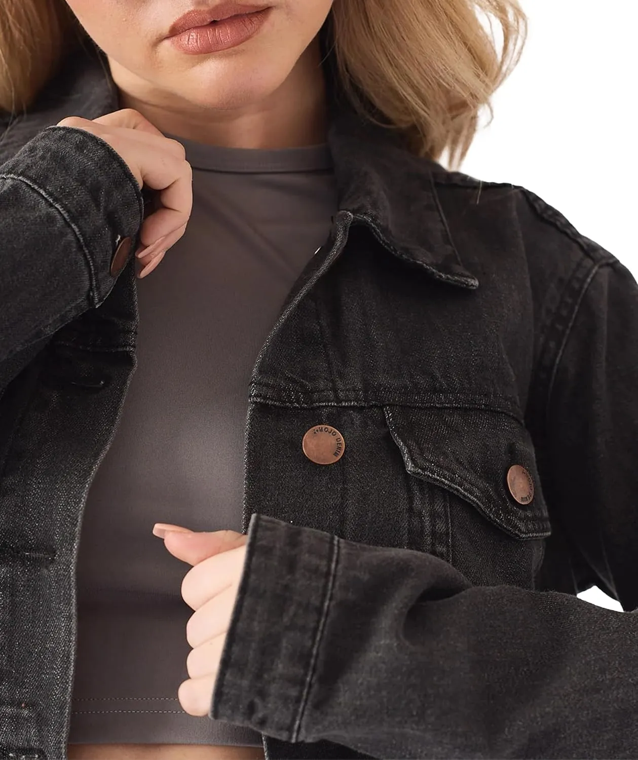 Jean Jacket Women - Long Sleeves Button Down Denim Jacket for Women Clothing in Regular Fit & Oversized with Waist Adjuster