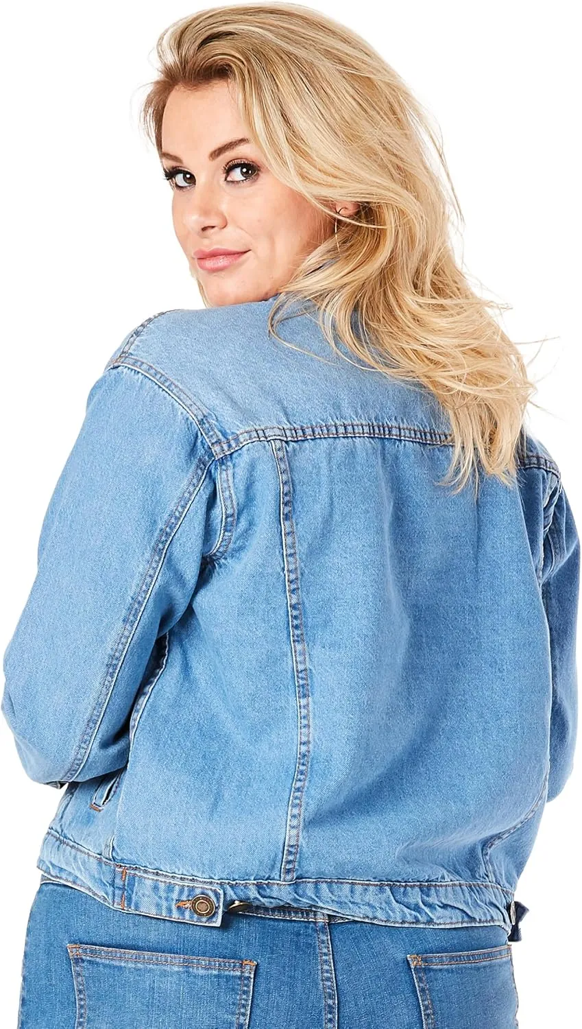 Jean Jacket Women - Long Sleeves Button Down Denim Jacket for Women Clothing in Regular Fit & Oversized with Waist Adjuster