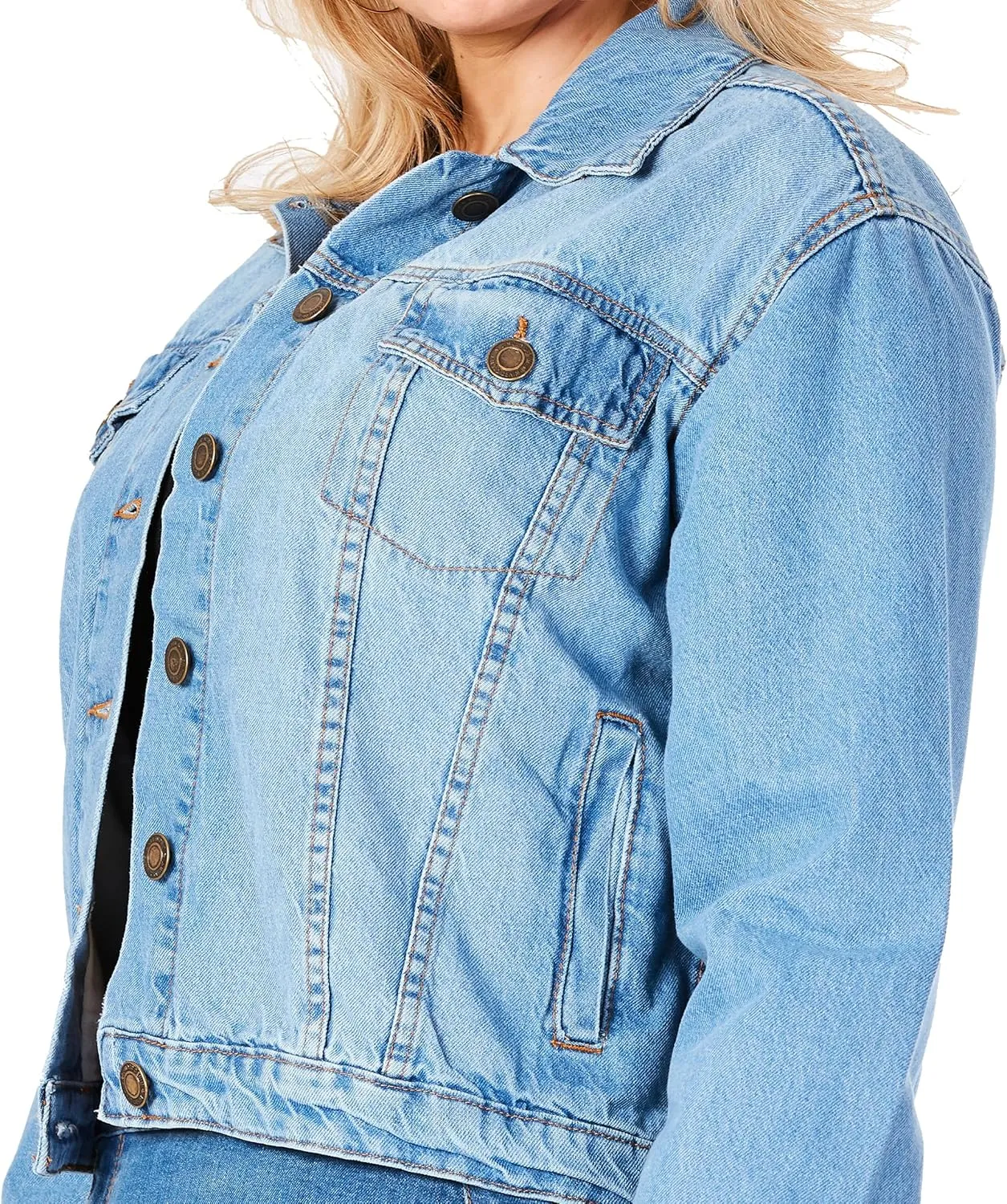 Jean Jacket Women - Long Sleeves Button Down Denim Jacket for Women Clothing in Regular Fit & Oversized with Waist Adjuster