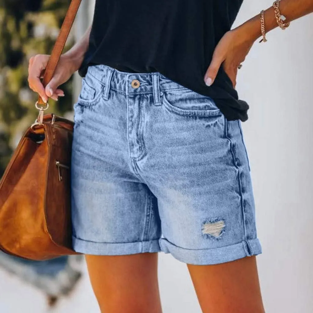 Jean Shorts Womens High Waisted Denim Shorts Summer Ripped Shorts Casual Hot Short Pants with Pockets
