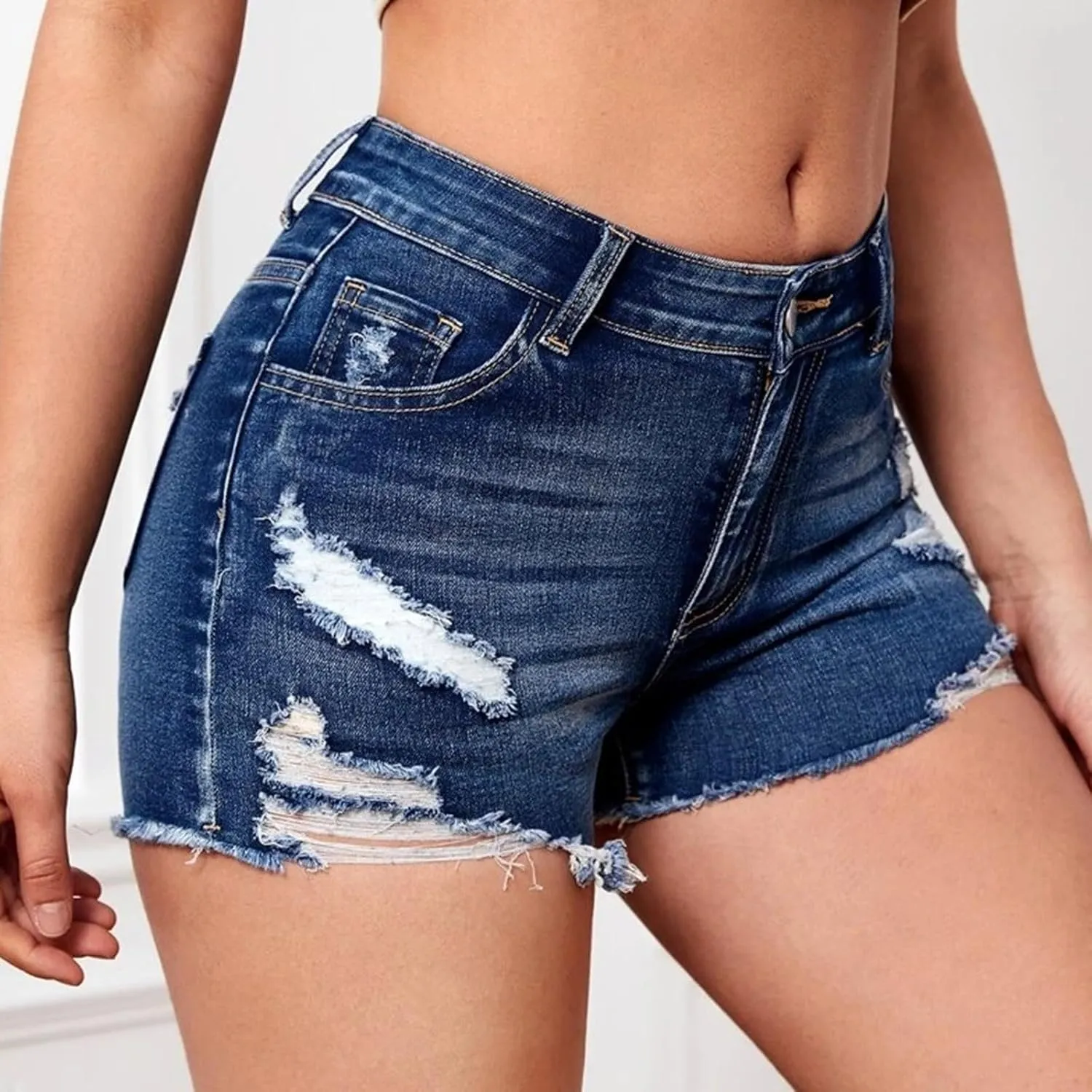 Jean Shorts Womens High Waisted Denim Shorts Summer Ripped Shorts Casual Hot Short Pants with Pockets