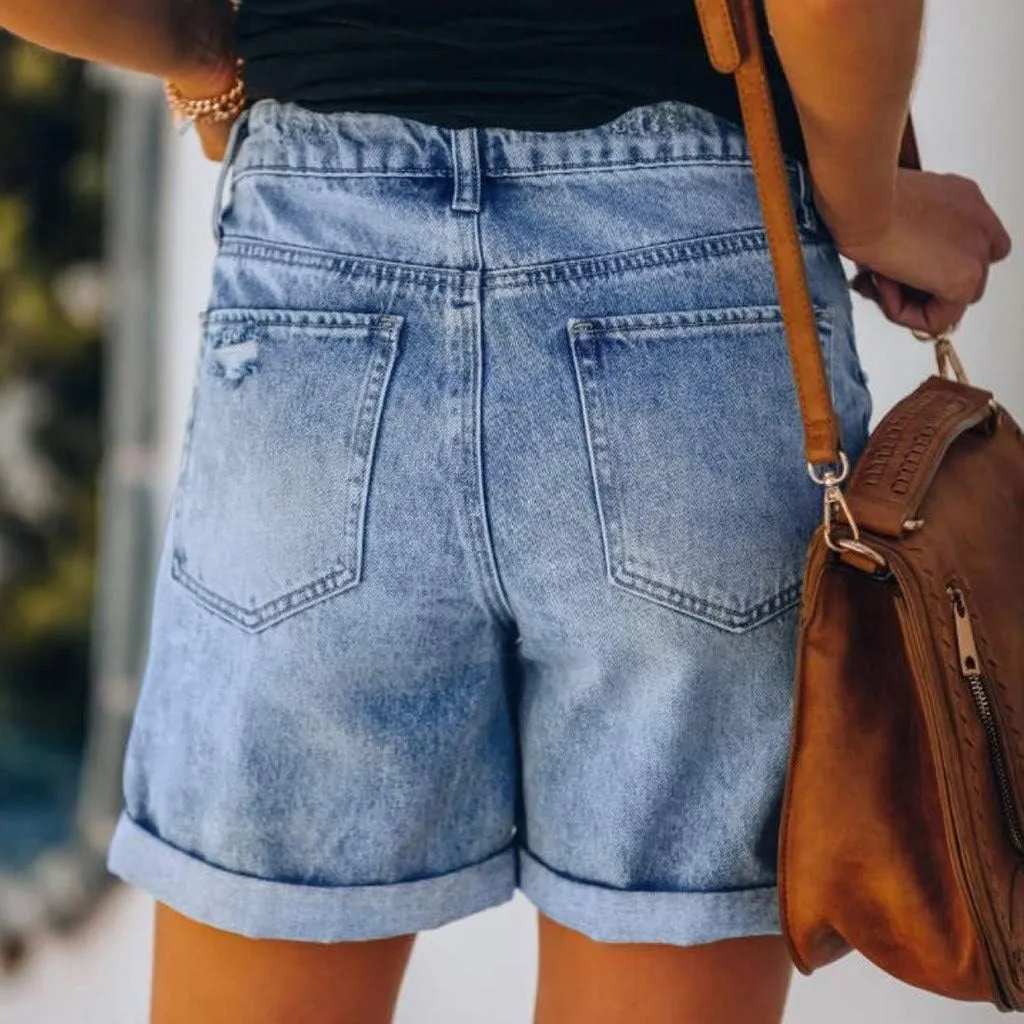 Jean Shorts Womens High Waisted Denim Shorts Summer Ripped Shorts Casual Hot Short Pants with Pockets